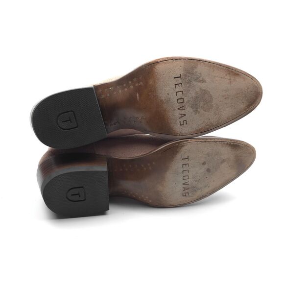 TECOVAS The Lucy Western Ankle Boots Rose Suede Pink Y2k Cowgirl Block Heel Boho - Picture 8 of 10